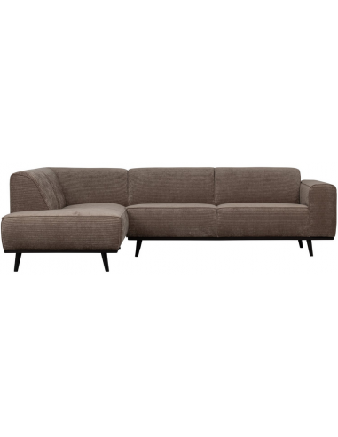 STATE Hjørnesofa i birketræ og Jacquard ribcord polyester 274 x 210 cm - Sort/Taupe