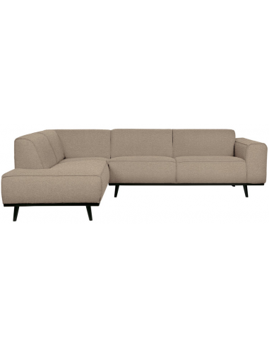 STATE Hjørnesofa i birketræ og bouclé polyester 274 x 210 cm - Sort/Beige