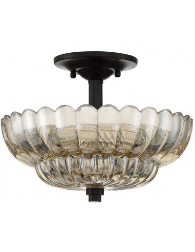 WHITECAP Plafond i stål og glas Ø29,7 cm 3 x E14 - Mørkebrun/Rav