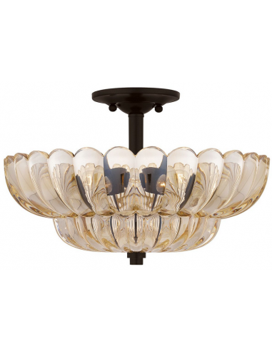 WHITECAP Plafond i stål og glas Ø39,5 cm 4 x E14 - Mørkebrun/Rav