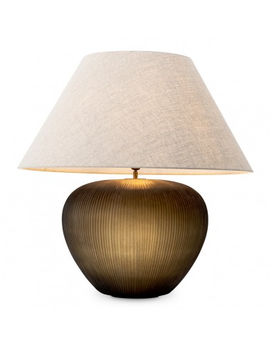 Eichholtz Bayly bordlampe i glas og linned H76 x Ø48 cm 1 x E27 - Brun stenfinish/Natur