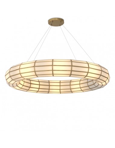 Eichholtz Ronco lysekrone i stål og glas Ø120 cm 10 x E14 - Antik messing/Vintage hvid