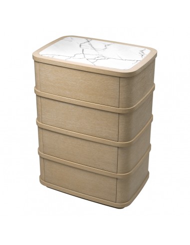 Eichholtz Cabana kommode i egetræsfinér og marmor H120 cm - Vasket eg/Hvid marmor