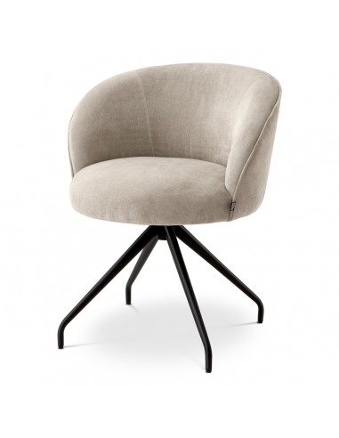 Eichholtz Masters spisebordsstol med drejefod og armlæn i stål og polyester H77 cm - Sort/Sand
