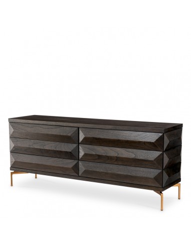 Eichholtz Denver kommode i messing og egetræsfinér B183,5 cm - Antik messing/Mokka