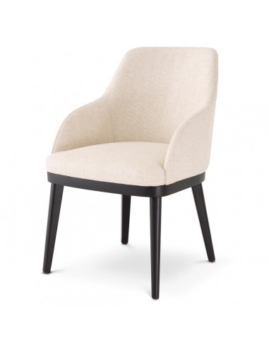 Eichholtz Costa spisebordsstol med armlæn i bøgetræ og viscose H79 cm - Sort/Natur