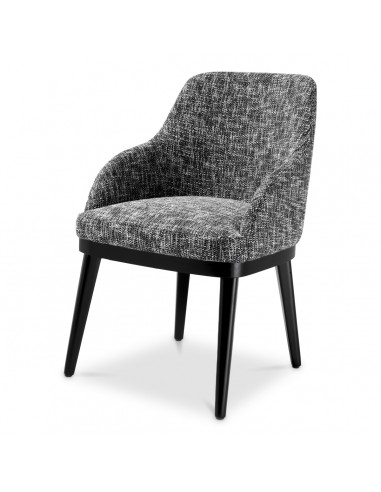 Eichholtz Costa spisebordsstol med armlæn i bøgetræ og bomuld H79 cm - Sort/Meleret sort