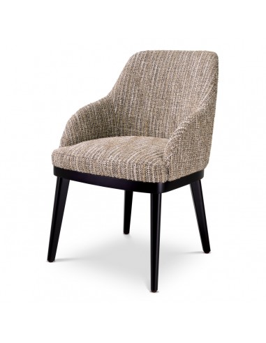 Eichholtz Costa spisebordsstol med armlæn i bøgetræ og polyester H79 cm - Sort/Meleret beige