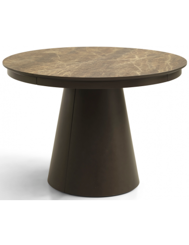 PEARL Rundt spisebord med udtræk i MDF og HPL Ø110 x 110 - 240 cm - Brun/Mørkebrun marmoriseret