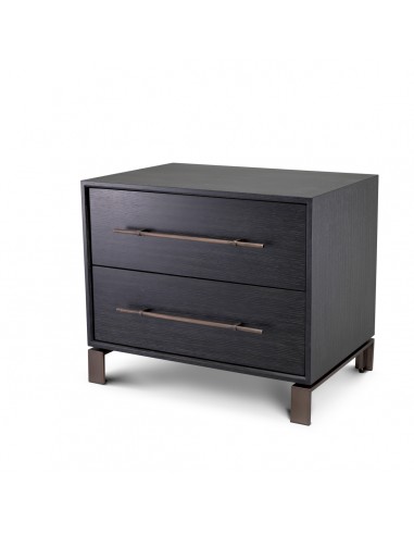 Eichholtz Canova sengebord i stål og egetræsfinér H55 cm - Antik bronze/Kulgrå