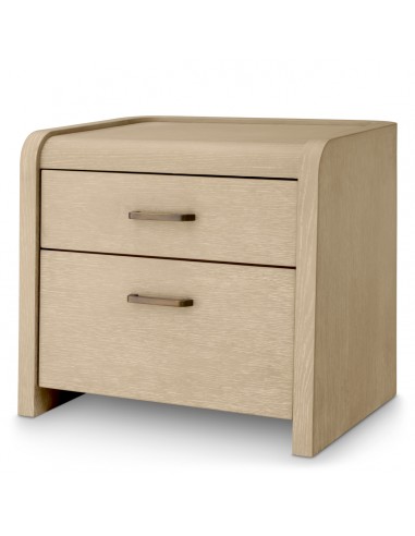 Eichholtz Joane sengebord i stål og egetræsfinér H53,5 cm - Antik bronze/Vasket eg