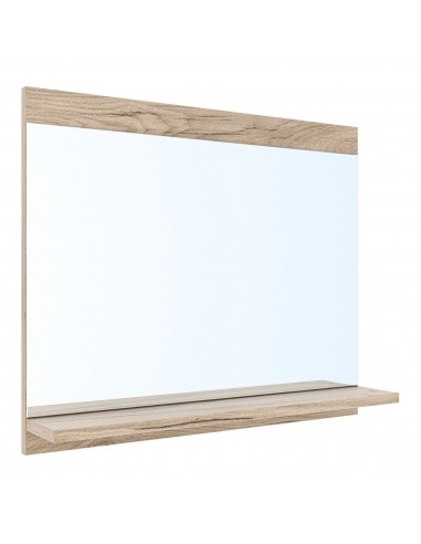 HANA Badeværelsesspejl med hylde i møbelplade og glas H50 x B60 cm - Eg