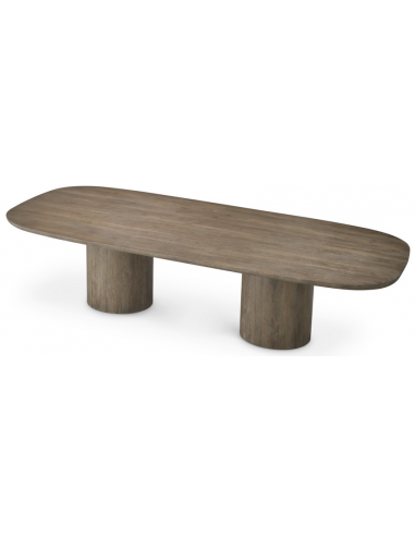 Eichholtz Glenmont spisebord i egetræ og egetræsfinér 300 x 120 cm - Gråbrun