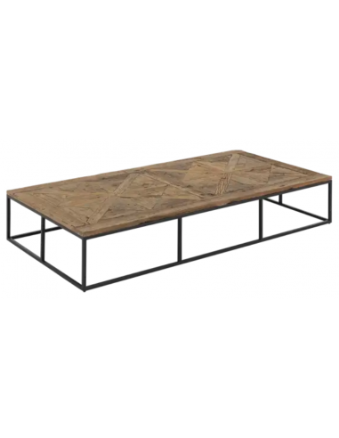 FLAMANT ARCHY Sofabord i jern og genanvendt træ 200 x 100 cm - Sort/Naturbrun