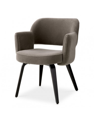 Eichholtz Park spisebordsstol med armlæn i uld H80 cm - Sort/Gråbrun