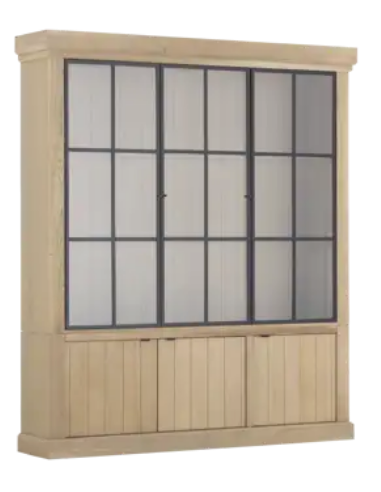 FLAMANT JASON Vitrineskab i egetræ med lys H222 x B192 x D44 cm - Antik eg