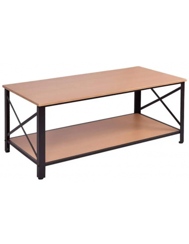 Sofabord i metal og møbelplade H50 x B120 x D60 cm - Sort/Eg