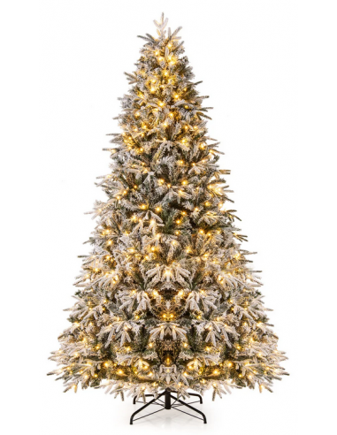 Kunstigt juletræ med sne og led lys H270 x Ø170 cm - Grøn/Hvid