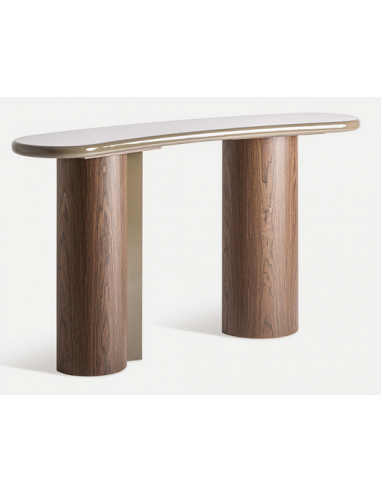 ROOT Konsolbord i MDF og finér 150 x 35 cm - Grågrøn højglans/Valnøddebrun