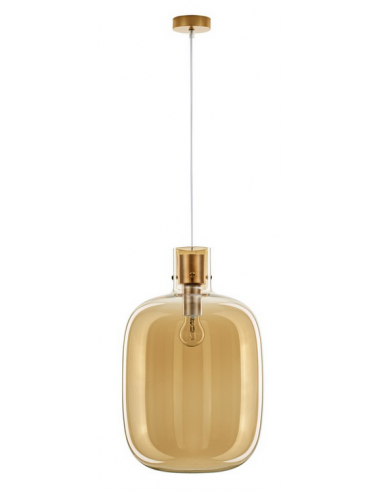 CINZIA Loftlampe i glas og metal Ø30 cm 1 x E27 - Børstet messing/Champagne