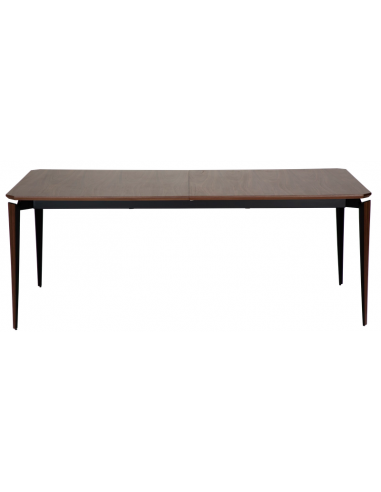 EDGE Spisebord med udtræk i metal og valnøddefinér 200 - 300 x 100 cm - Sort/Valnød