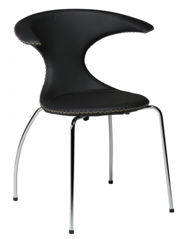FLAIR Spisebordsstol i metal og læder H83,5 cm - Krom/Sort