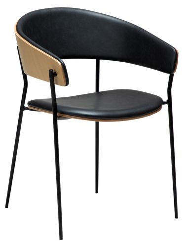 CRIB Spisebordsstol i metal, finér og PU-læder H78,5 cm - Sort/White wash