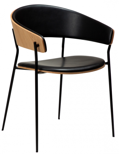 CRIB Spisebordsstol i metal, finér og PU-læder H78,5 cm - Sort/Eg