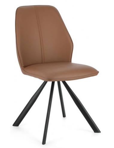 MAX Spisebordsstol i metal og PU-læder H88 cm - Sort/Cognac