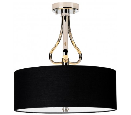 Falmouth Badeværelseslampe i stål og tekstil Ø40 cm 3 x G9 LED - Poleret krom/Sort