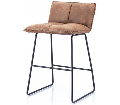 2 x Barstole i polyester og metal H87 x B43 x D47 cm - Cognac