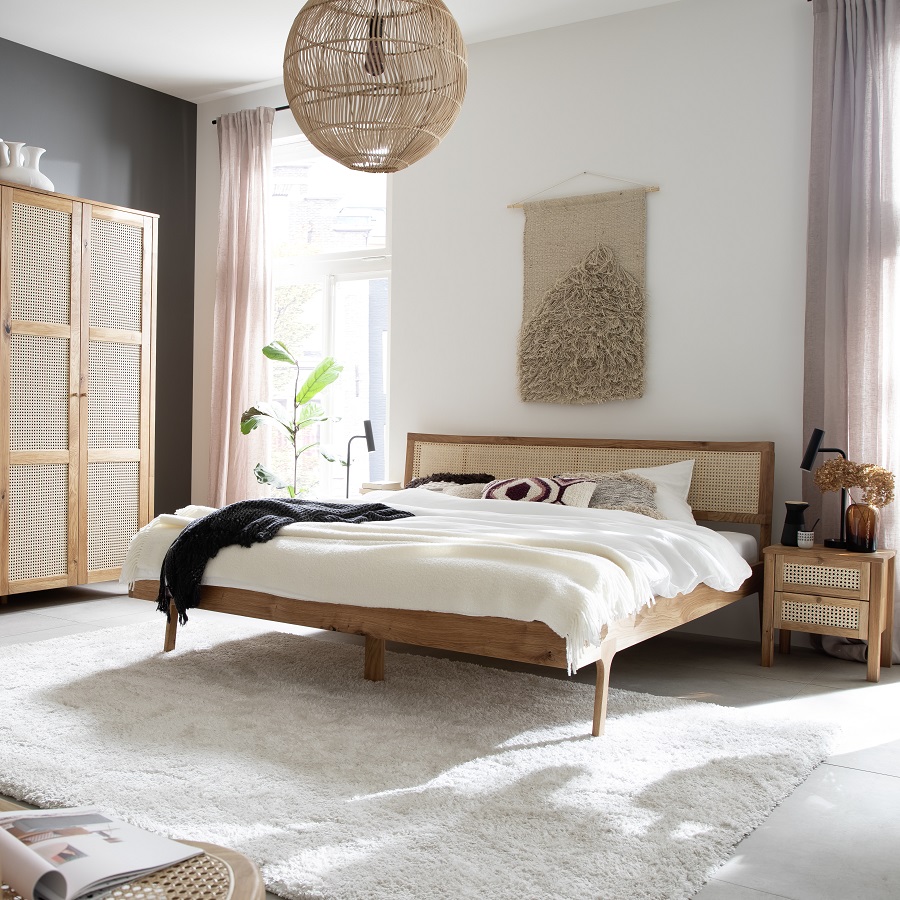 Balder Snedker Sengeramme i Massiv FSC Egetræ og Fransk Naturflet fra Organic Sleep - 140x200 | Trekvart seng