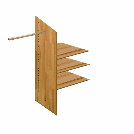 Balder Skillevæg med 3x Hylder og 1x Bøjlestang fra Organic Sleep | Til 3 og 4 låger