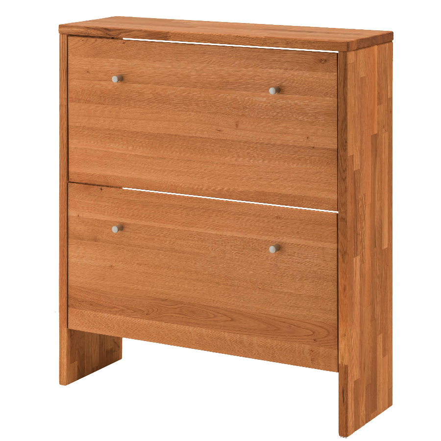 Loke Snedker Entremøbel med 2 Skuffer i Massiv FSC Egetræ og Naturolie fra Organic Sleep | B27 x H95 x L82