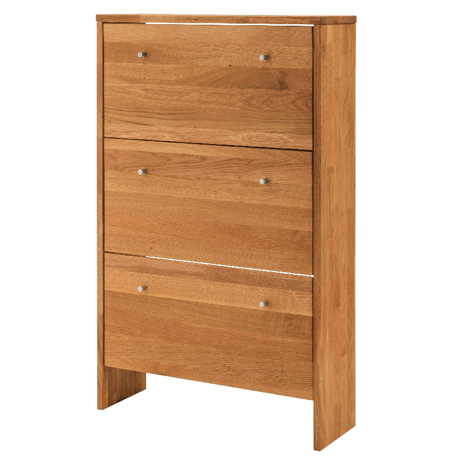 Loke Snedker Entremøbel med 3 Skuffer i Massiv FSC Egetræ og Naturolie fra Organic Sleep | B27 x H133 x L82