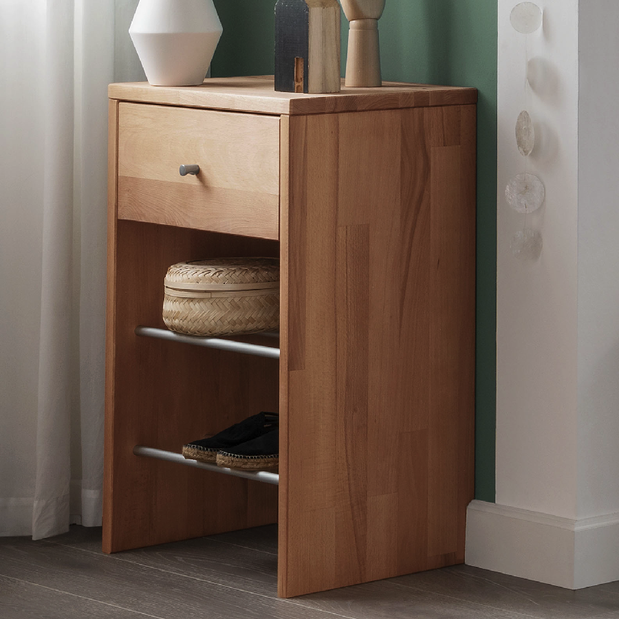 Sif Snedker Entremøbel med 2 Hylder og 1 Skuffe i Massiv FSC Bøgetræ og Naturolie fra Organic Sleep | B35 x H76 x L50