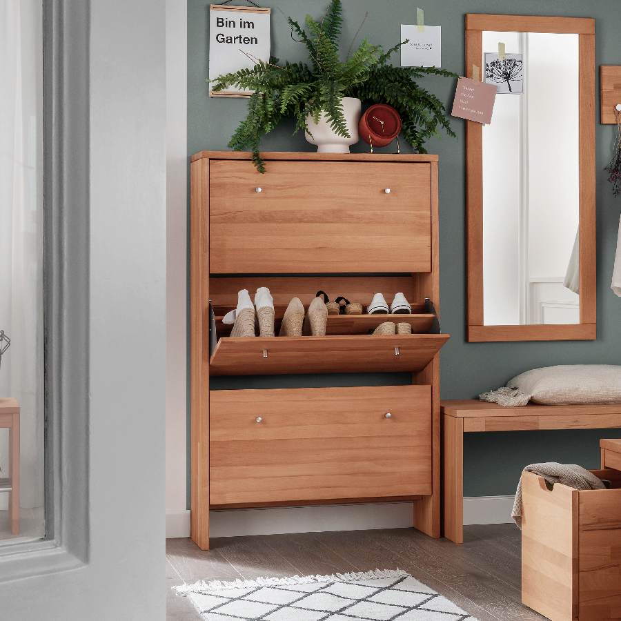 Sif Snedker Entremøbel med 3 Skuffer i Massiv FSC Bøgetræ og Naturolie fra Organic Sleep | B27 x H133 x L82
