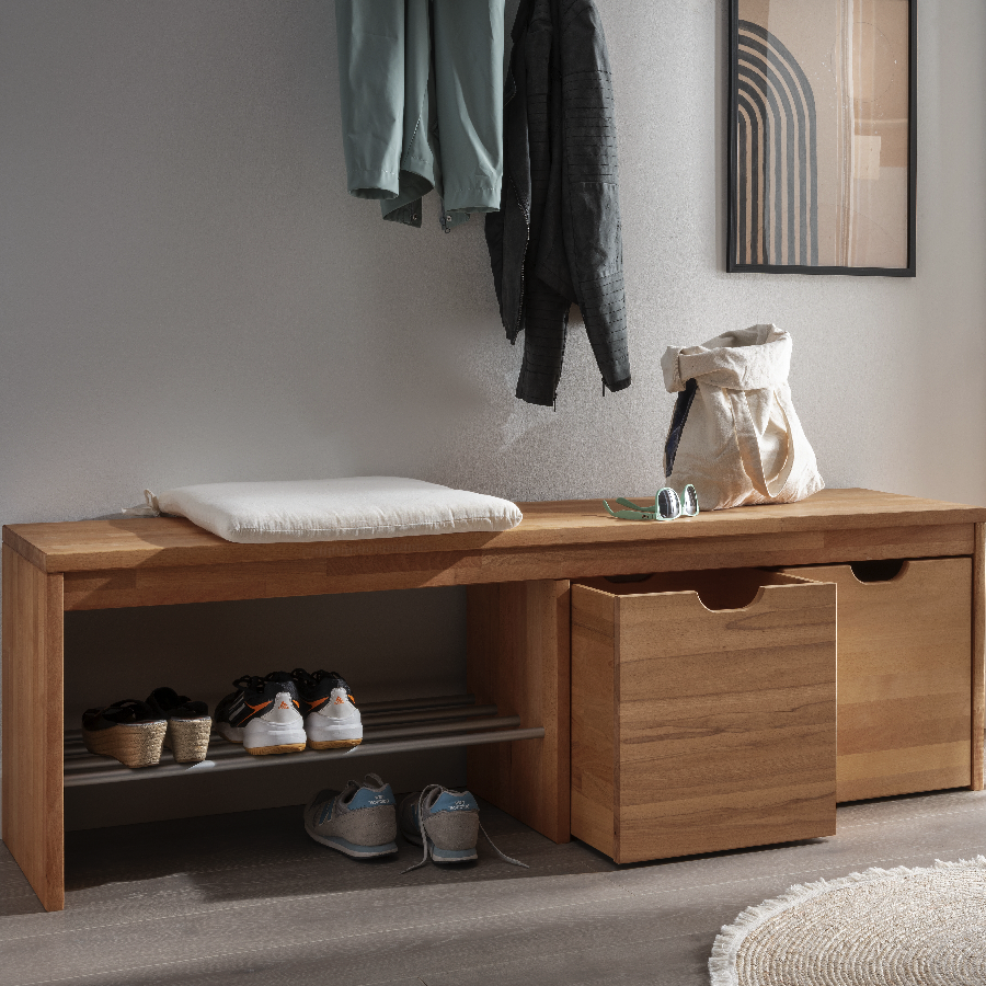 Sif Snedker Skoreol med 2 Skuffer i Massiv FSC Bøgetræ og Naturolie fra Organic Sleep | B40 x H45 x L160