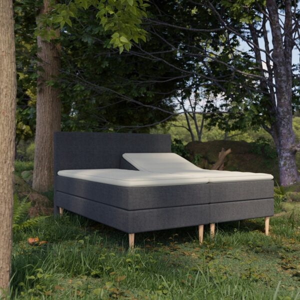 Organic Elevations Seng med Pocket + Topmadras i Latex og Bambusbetræk Fra Organic Sleep | 7 Zoner - Omega Antracit - 80x200 | Lille enkelt seng