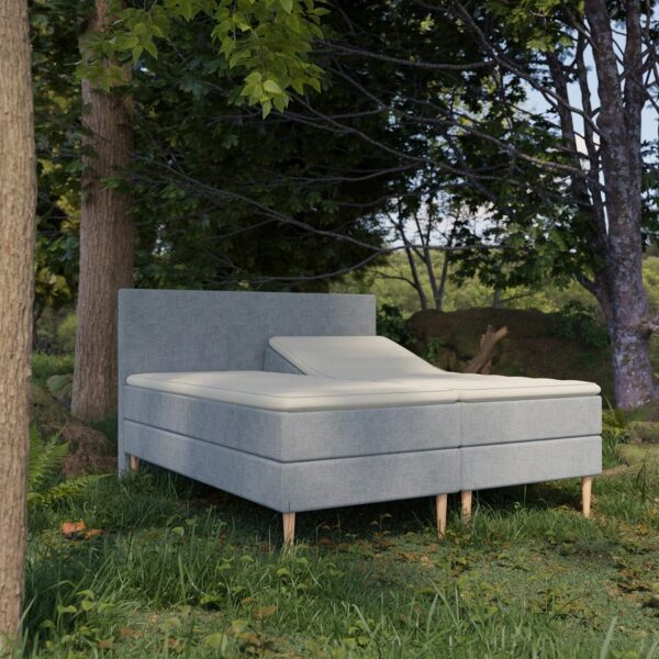 Organic Elevations Seng med Pocket + Topmadras i Latex og Bambusbetræk Fra Organic Sleep | 7 Zoner - Omega Grå - 80x200 | Lille enkelt seng