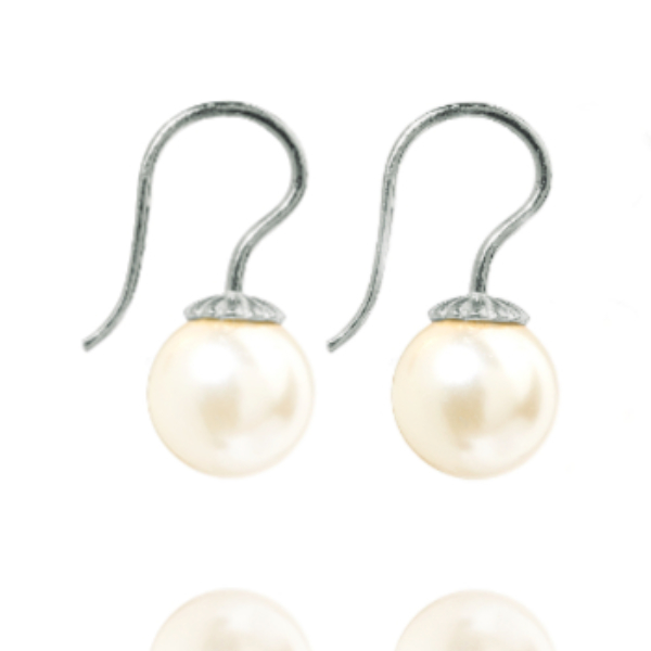 Romantic øreringe med perler i "Crystal Creme"/sølv