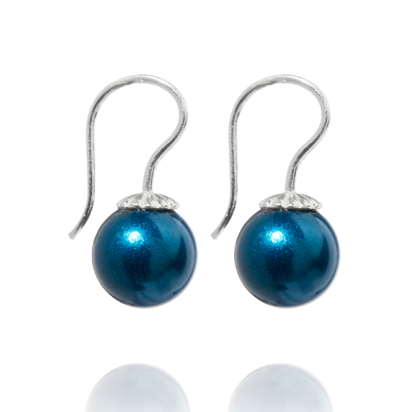 Romantic øreringe med perler i "Crystal Petrol"/sølv