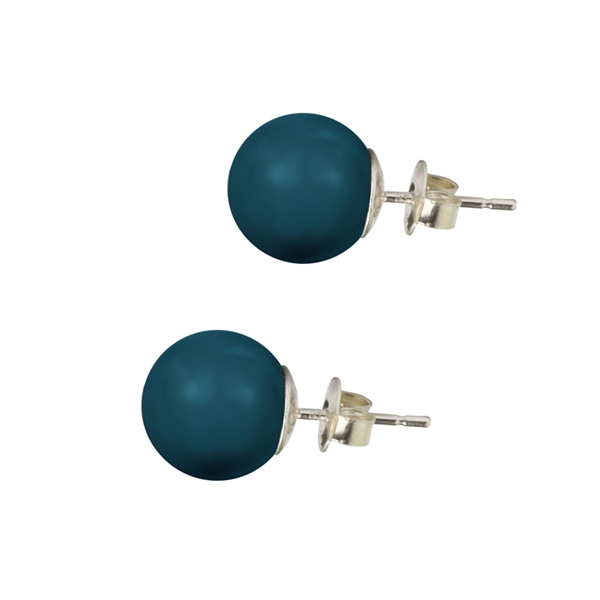 Klassiske perleøreringe i farven "Crystal Petrol"