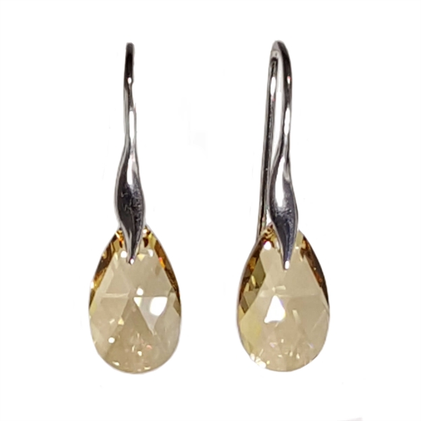Facet Drop øreringe - "Crystal Golden Shadow"/sølv