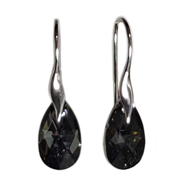 Facet Drop øreringe - "Crystal Silver Night"/sølv