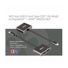 Club 3D CSV-1552 USB-C gen 2 til HDMI, DisplayPort 1.4 Videoadapter Sort