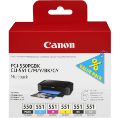 Canon PGI 550 Multi Pack Grå Sort Gul Cyan Magenta Blækbeholder 6496B005