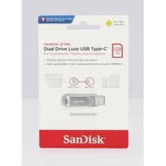 SanDisk Ultra Dual Drive Luxe 128GB USB 3.1 Gen 1 / USB-C USB stick Sølv