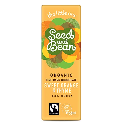 Mørk Chokolade 58% Sød appelsin & Timian Økologisk - 25 gram - Seed & Bean