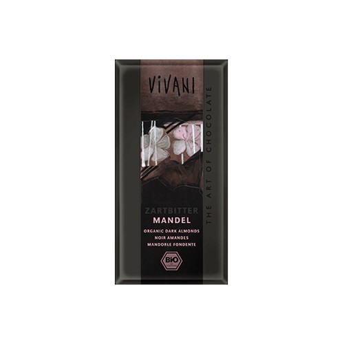 Chokolade mørk med hele mandler Økologisk - 100 gram - Vivani